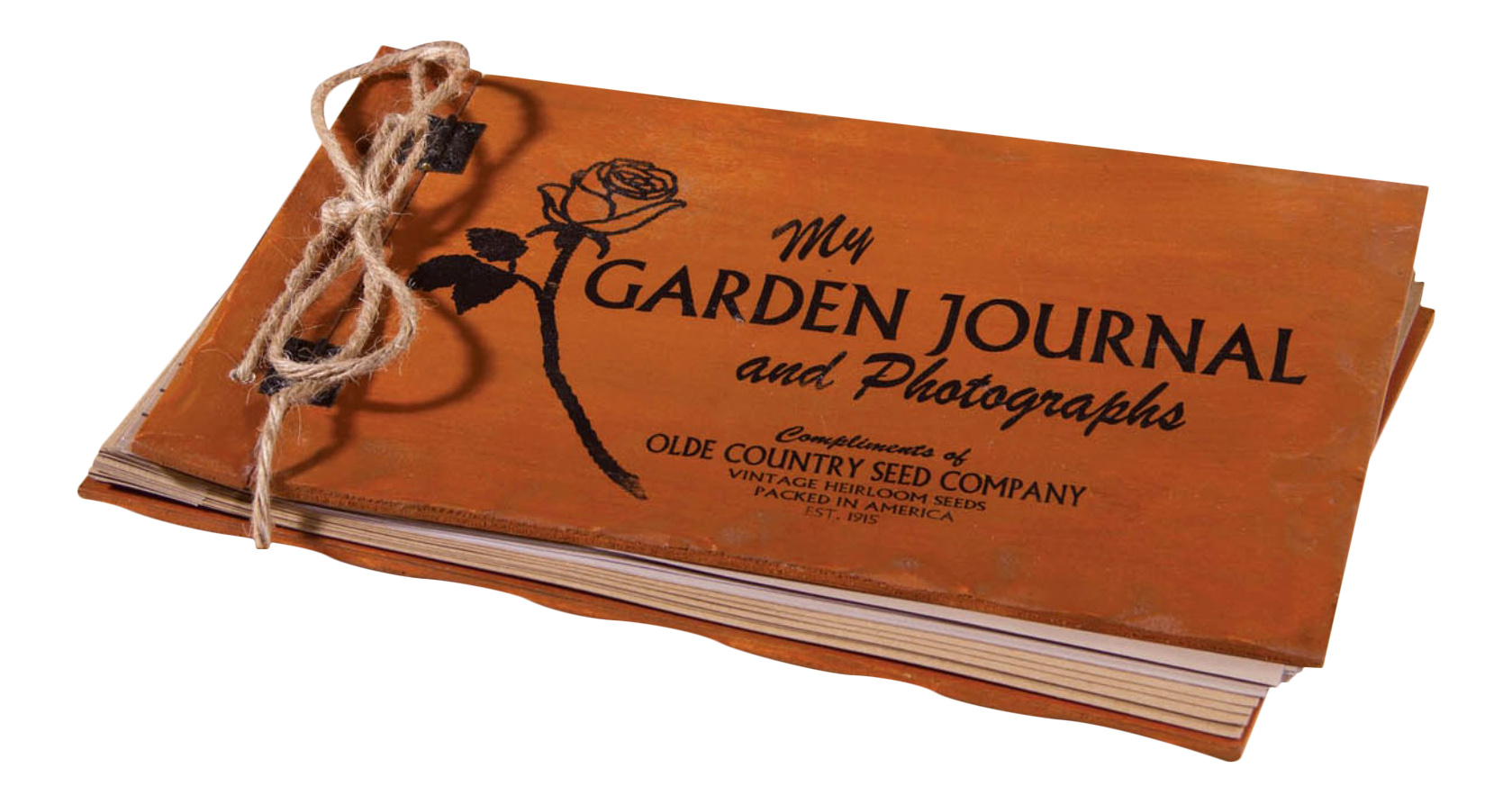 Olde Country Seed Company Garden Journal Photo Album Vintage Look Wood Covers